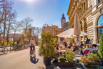 Gezellige centrum van Leipzig, Duitsland