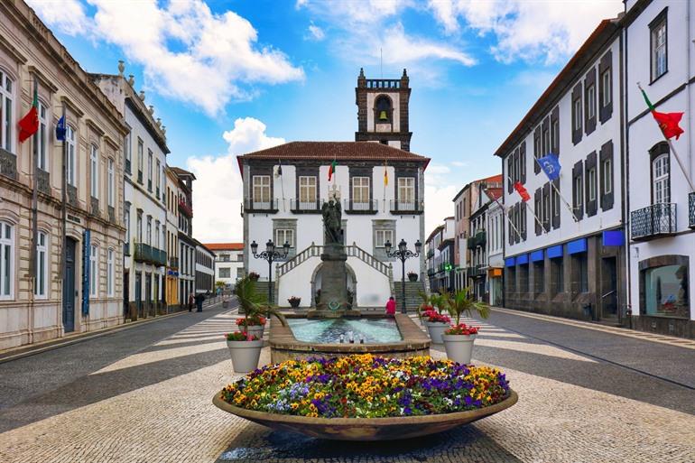 Het stadhuis van Ponta Delgada, Sao Miguel